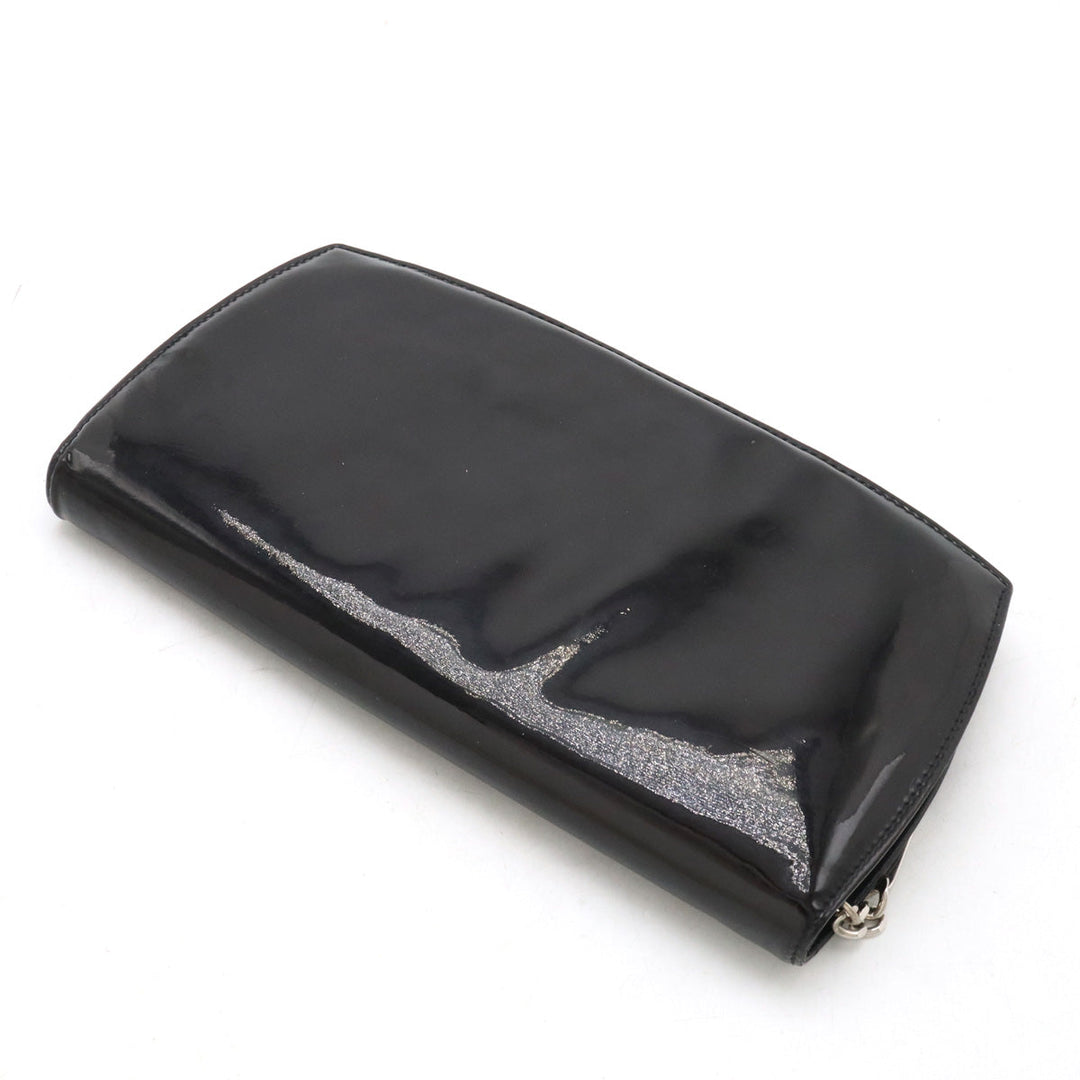 Top Quality Chanel Patent Leather Round Zip Wallet Black