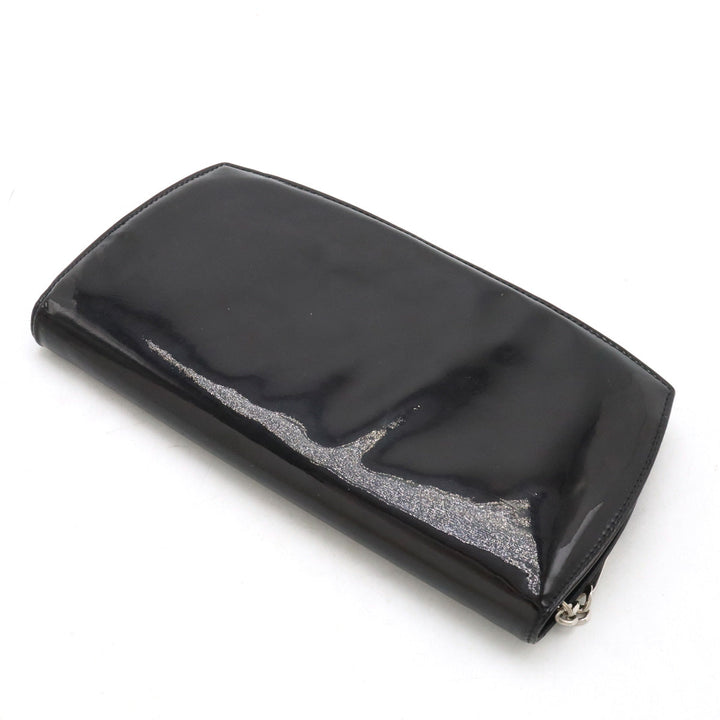 Top Quality Chanel Patent Leather Round Zip Wallet Black