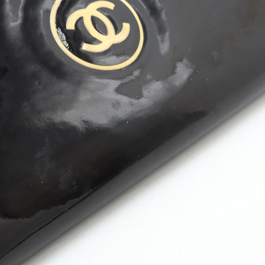 Top Quality Chanel Patent Leather Round Zip Wallet Black