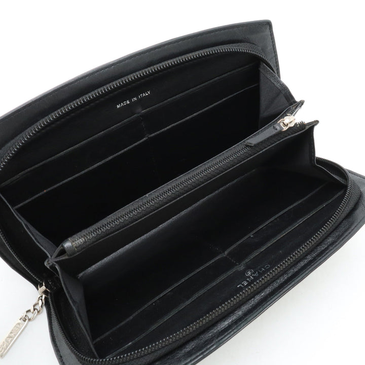 Top Quality Chanel Patent Leather Round Zip Wallet Black