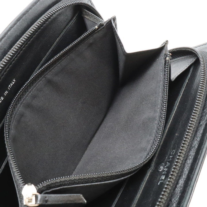 Top Quality Chanel Patent Leather Round Zip Wallet Black