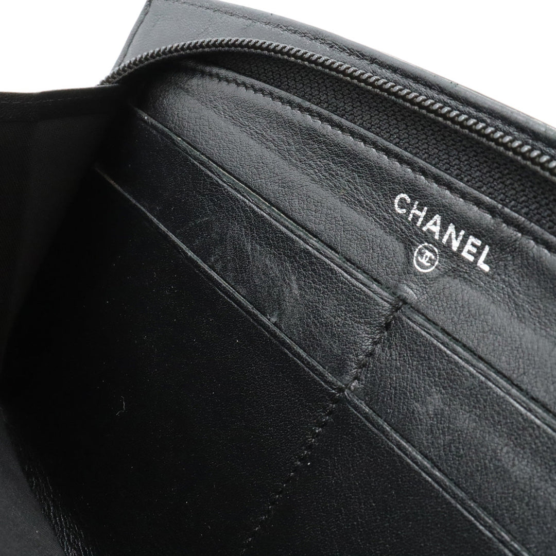 Top Quality Chanel Patent Leather Round Zip Wallet Black