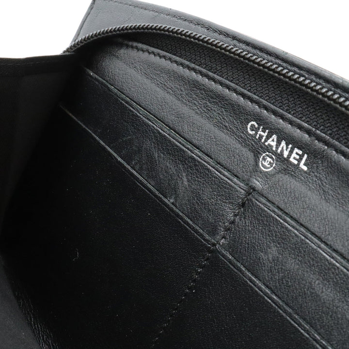 Top Quality Chanel Patent Leather Round Zip Wallet Black