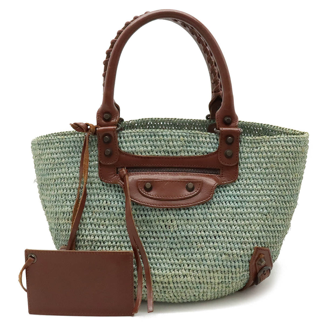 Top Quality Balenciaga Straw Leather Tote Bag