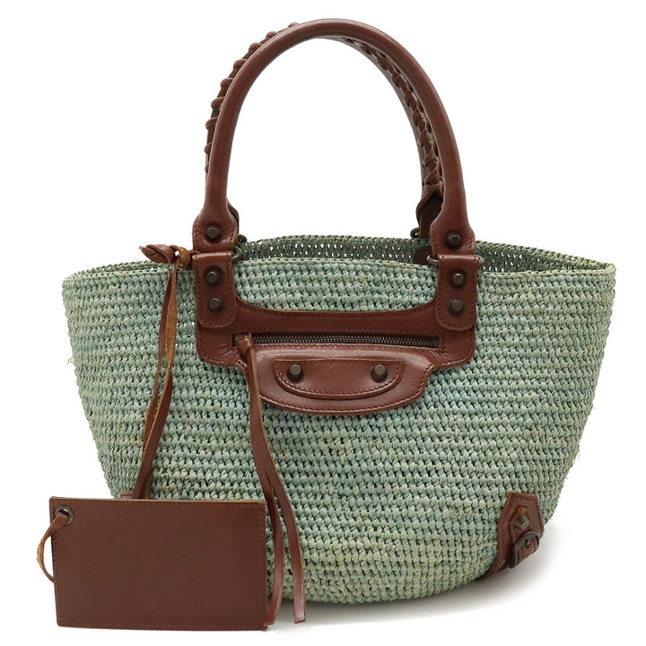 Top Quality Balenciaga Straw Leather Tote Bag