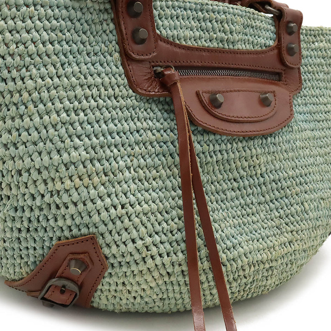 Top Quality Balenciaga Straw Leather Tote Bag