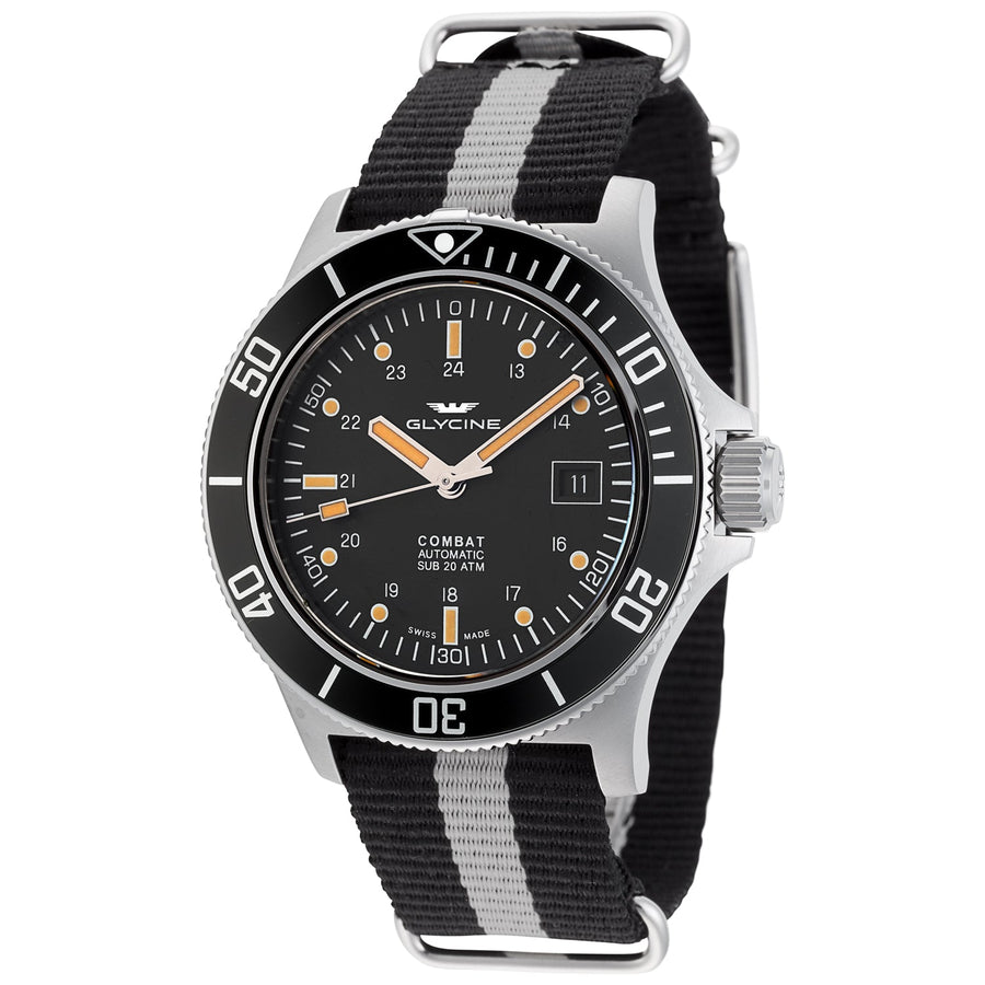 title:Glycine Men's GL0083 Combat Sub 42 42mm Automatic Watch;color:Black and Gray