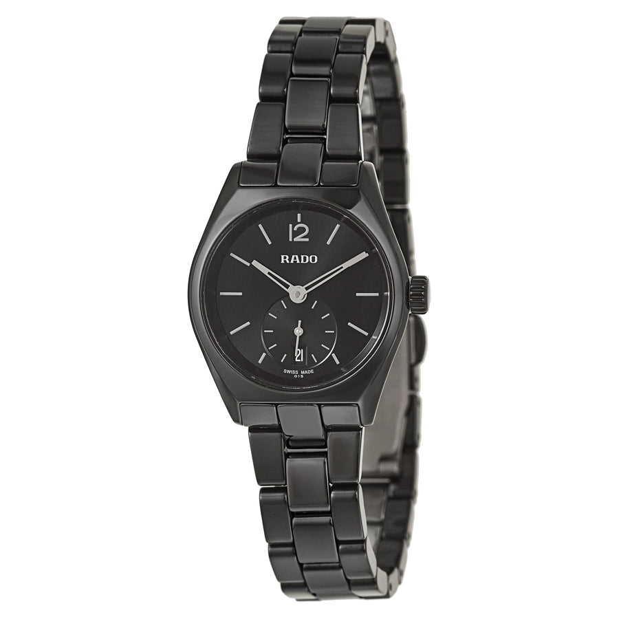 title:Rado Women's R27084152 True Specchio 26.1mm Quartz Watch;color:Black Dial Black Band