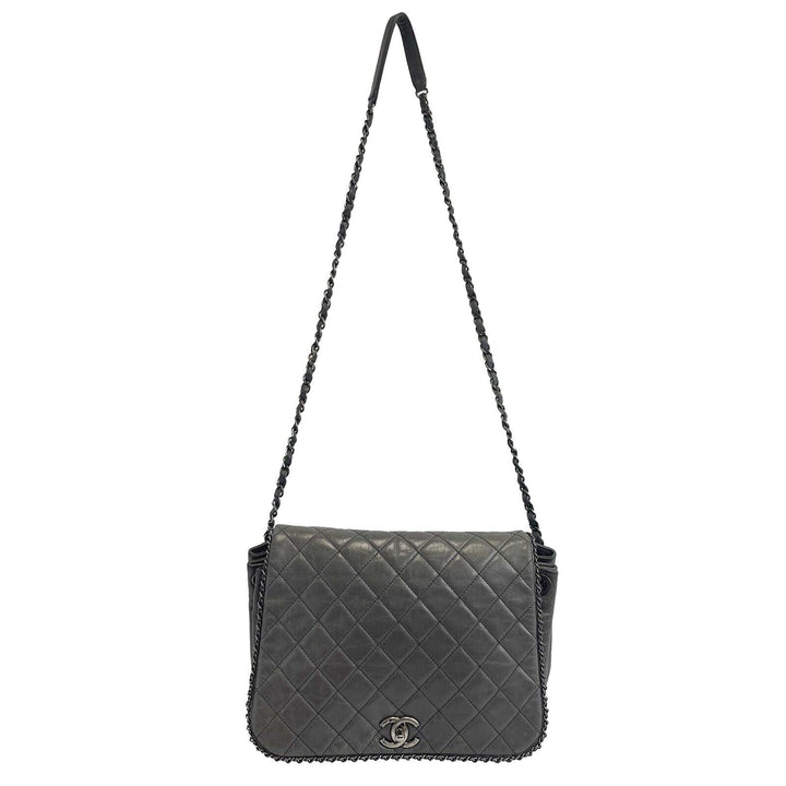 Chanel - Calfskin Quilted Large CC Enchained Accordion - Gray Shoulder Bag