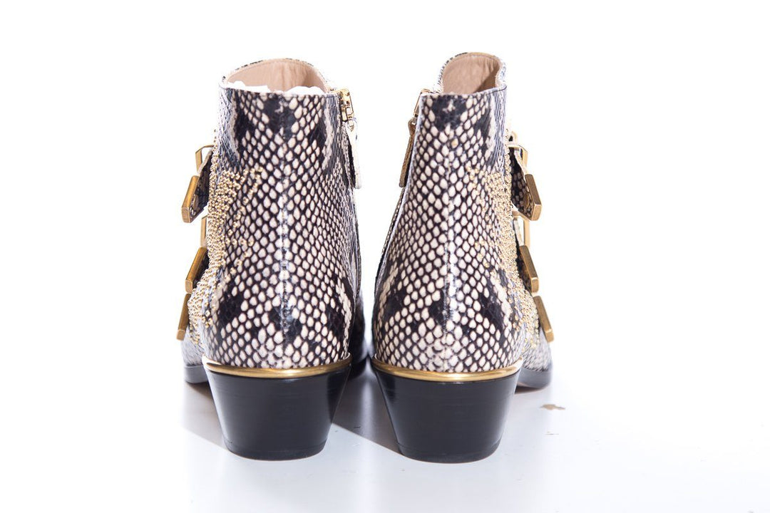 Chloe Snakeskin & Gold Boots SZ 36