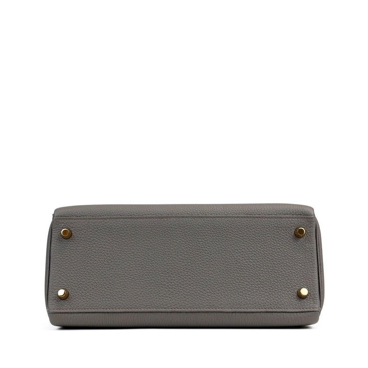 Hermes 28cm Gris Etoupe Togo Kelly w/ Gold Hardware