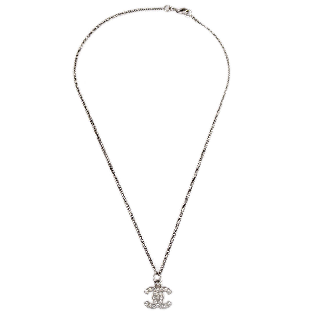 Top Quality Chanel 2007 Crystal & Silver CC Necklace