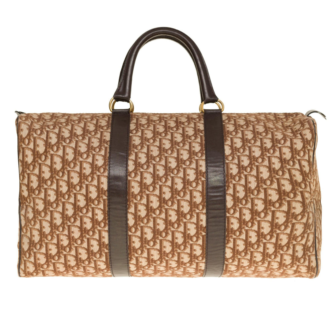 CHRISTIAN Top quality Dior Stunning Travel bag in brown canvas and leather