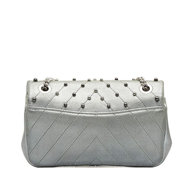 Top Quality Chanel V Stitch Cocomark Chain Shoulder Bag Silver Leather