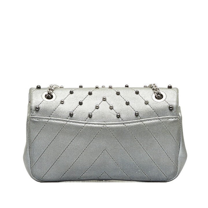 Top Quality Chanel V Stitch Cocomark Chain Shoulder Bag Silver Leather