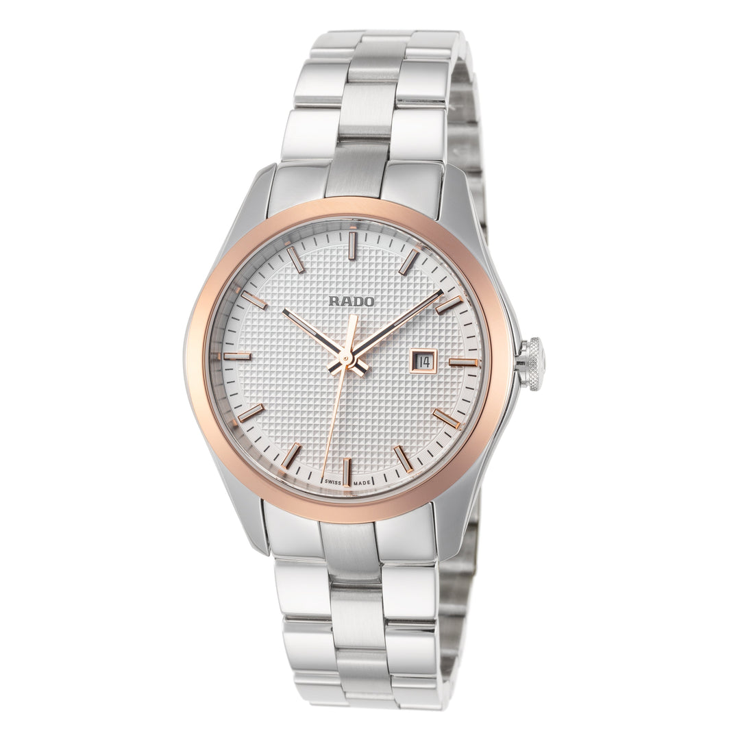 title:Rado Women's HyperChrome Ceramic 31mm Quartz Watch;color:Silver and Gold