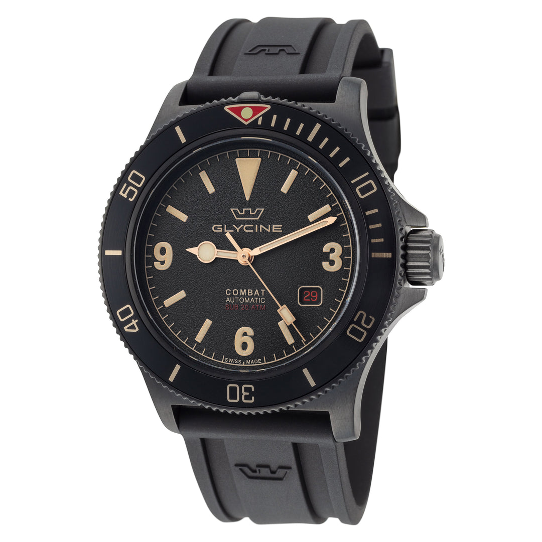 title:Glycine Men's GL0269 Combat Sub Vintage 42mm Automatic Watch;color:Black