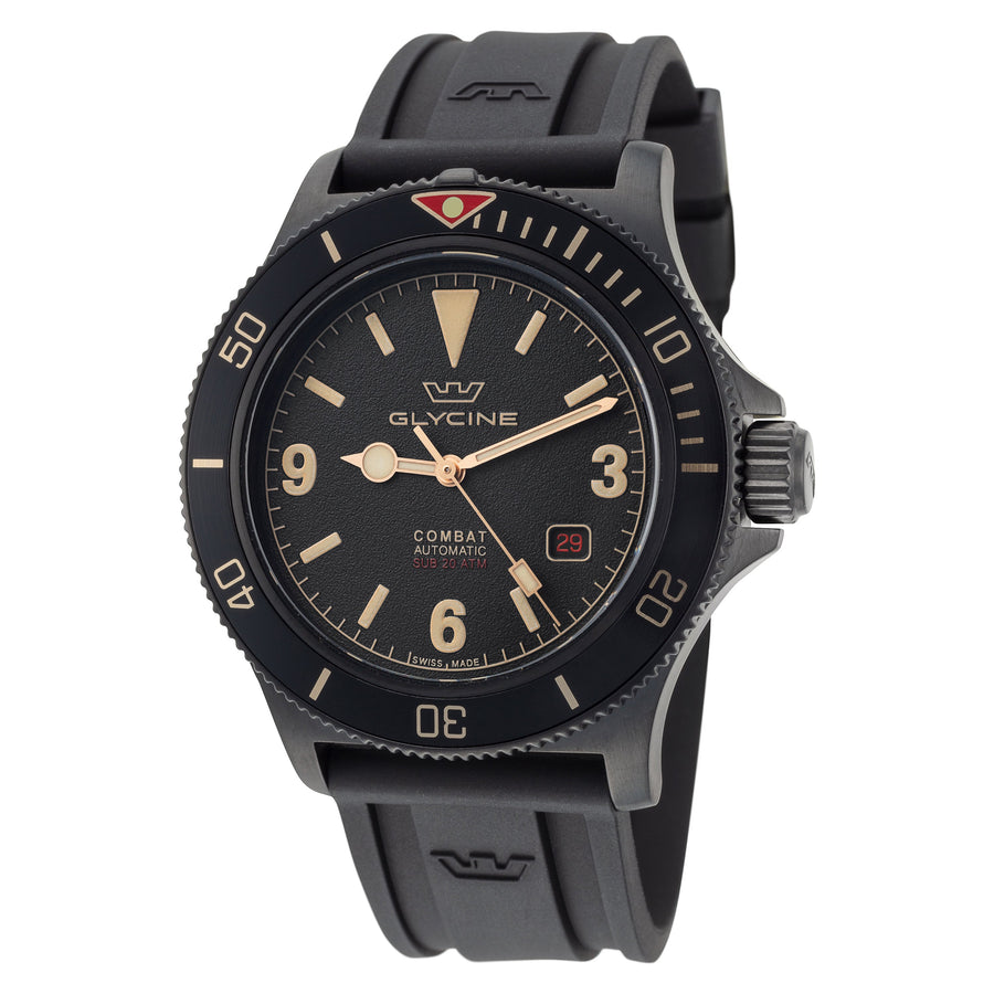 title:Glycine Men's GL0269 Combat Sub Vintage 42mm Automatic Watch;color:Black