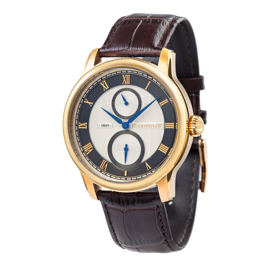title:Thomas Earnshaw Men's ES-8106-05 Longitude 42mm Silver Dial Leather Watch;color:Brown