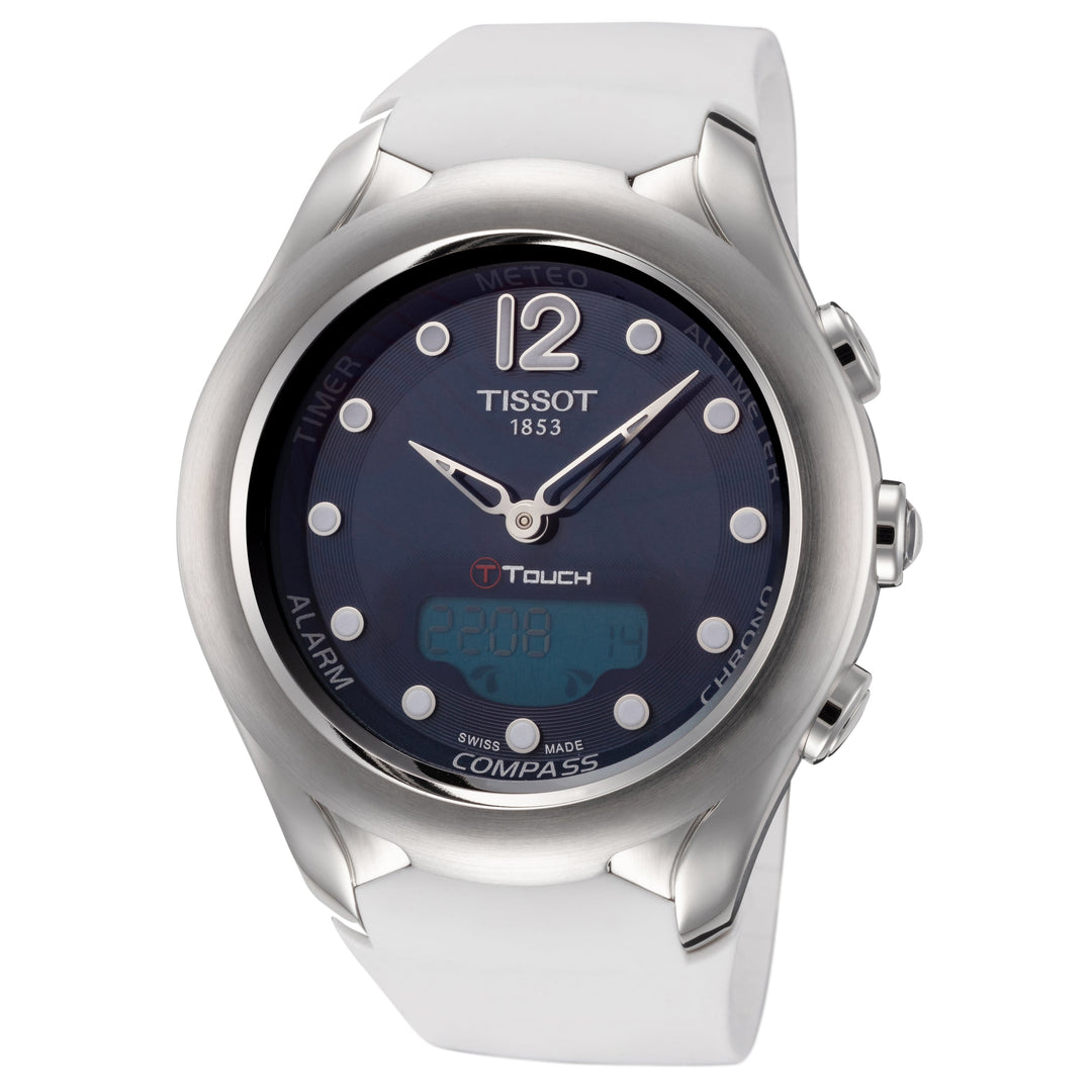 title:Tissot Women's T0752201704700 T-Touch 39.5mm Blue Dial Silicone Watch;color:White