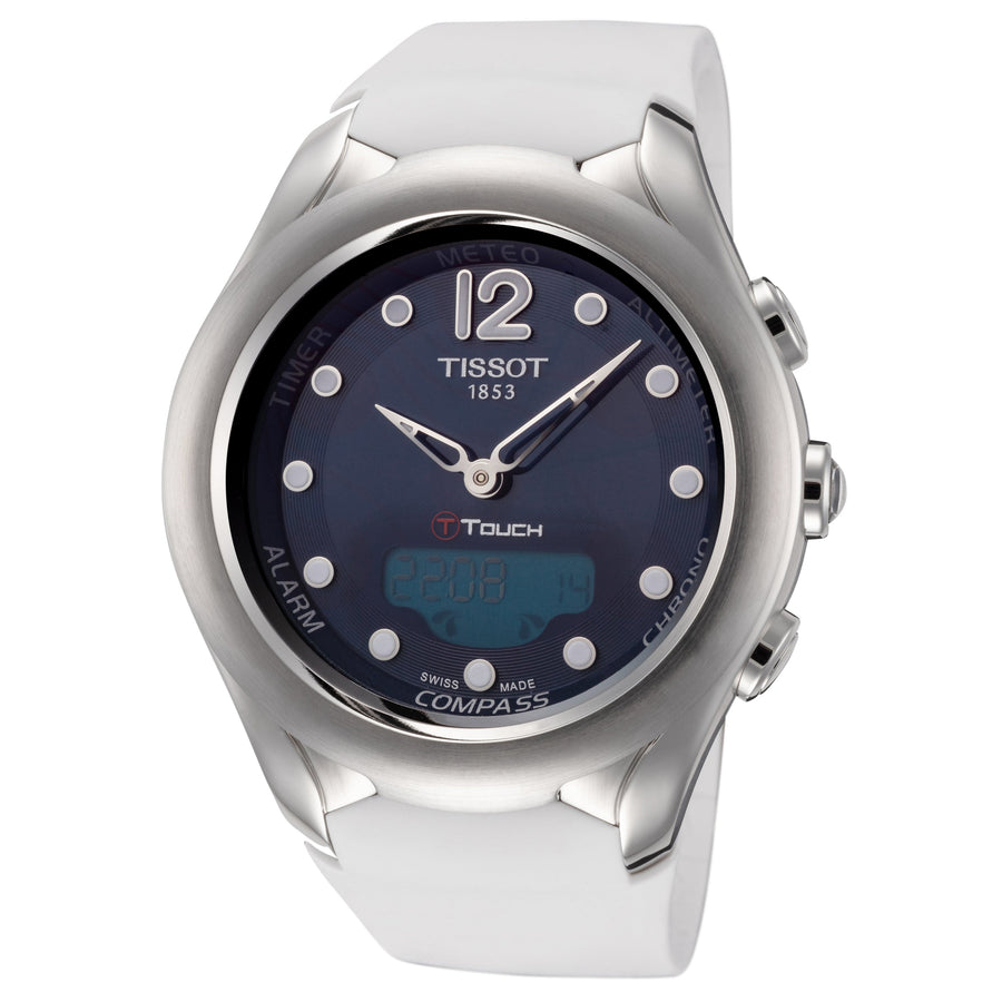 title:Tissot Women's T0752201704700 T-Touch 39.5mm Blue Dial Silicone Watch;color:White