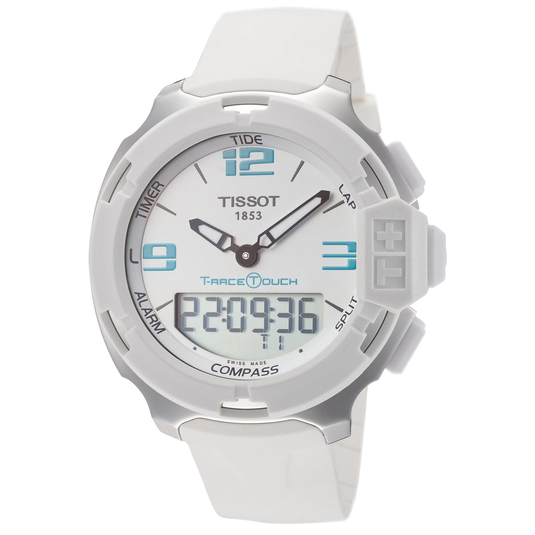 title:Tissot Men's T0814201701701 T-Touch 42.15mm White Dial Synthetic Leather Watch;color:White