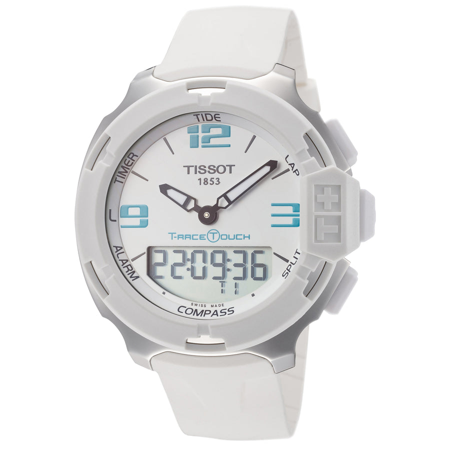 title:Tissot Men's T0814201701701 T-Touch 42.15mm White Dial Synthetic Leather Watch;color:White
