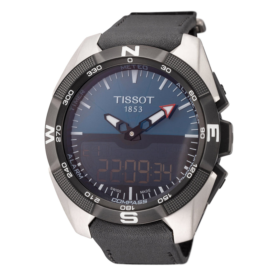 title:Tissot Men's T0914204604100 T-Touch 45mm Blue Dial Leather Watch;color:Blue