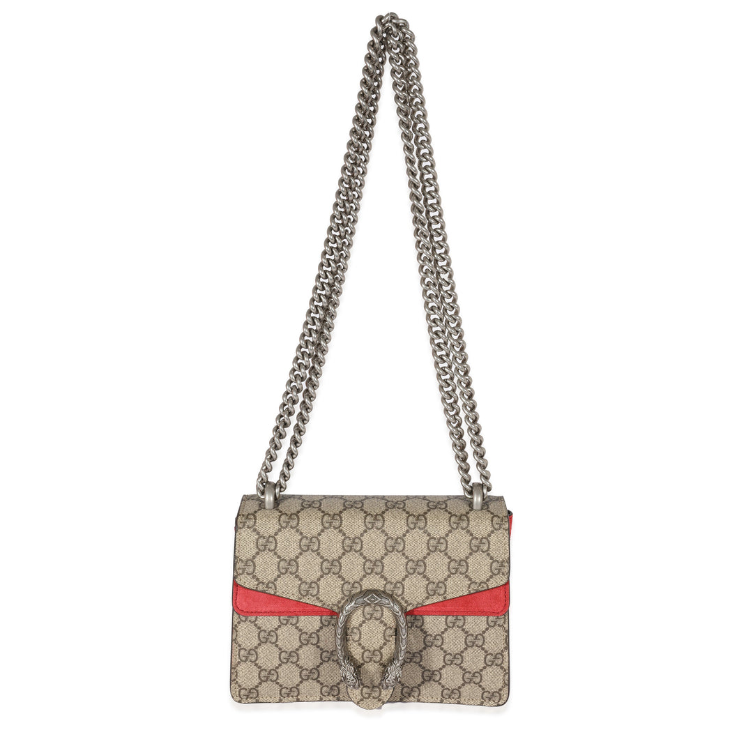 Gucci Red Suede GG Supreme Mini Dionysus