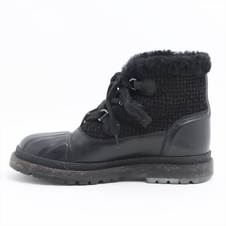 Top Quality Chanel Coco Wool x Leather Boots 36  Black G32179 Boar