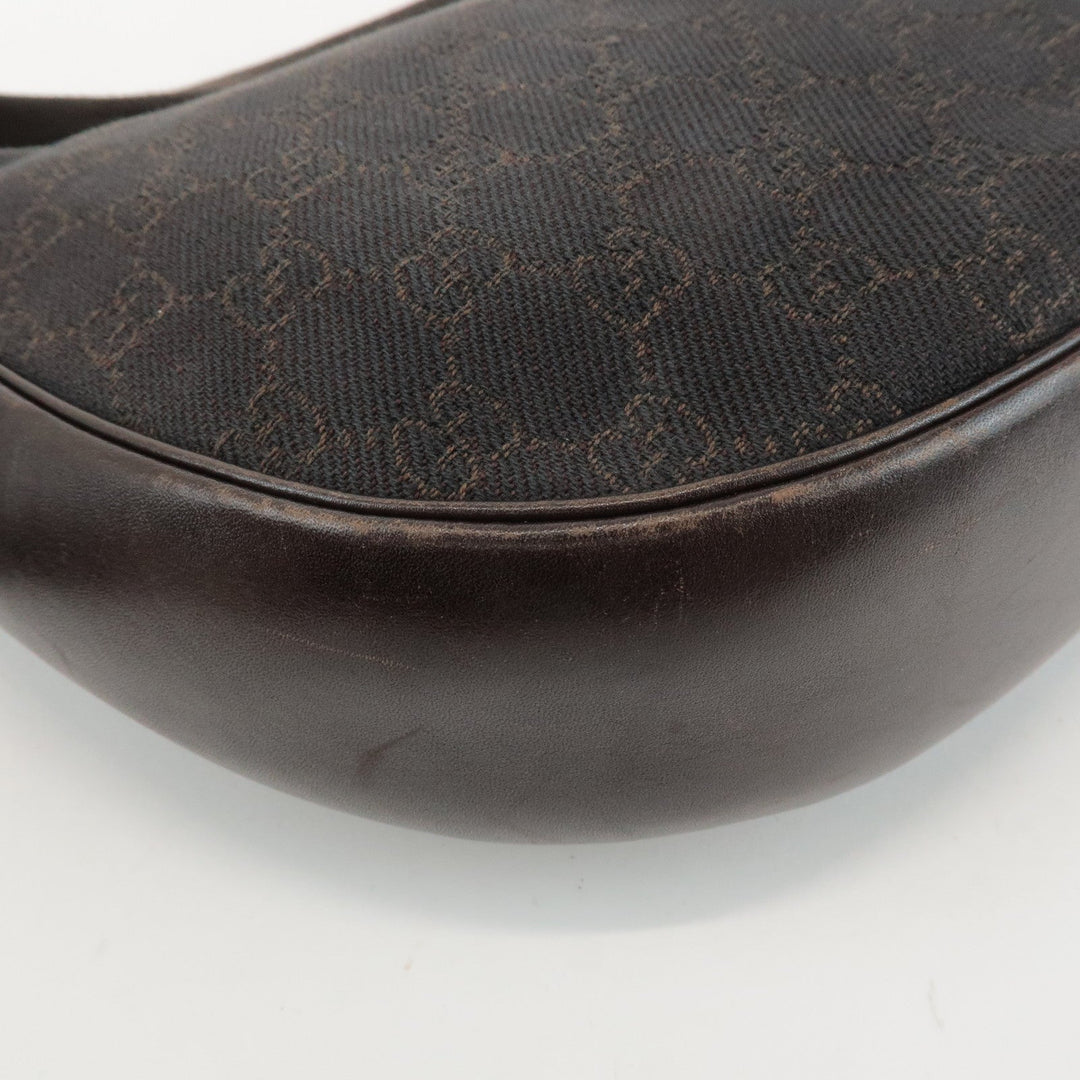 GUCCI GG Denim Leather Shoulder Bag Crossbody Dark Brownk