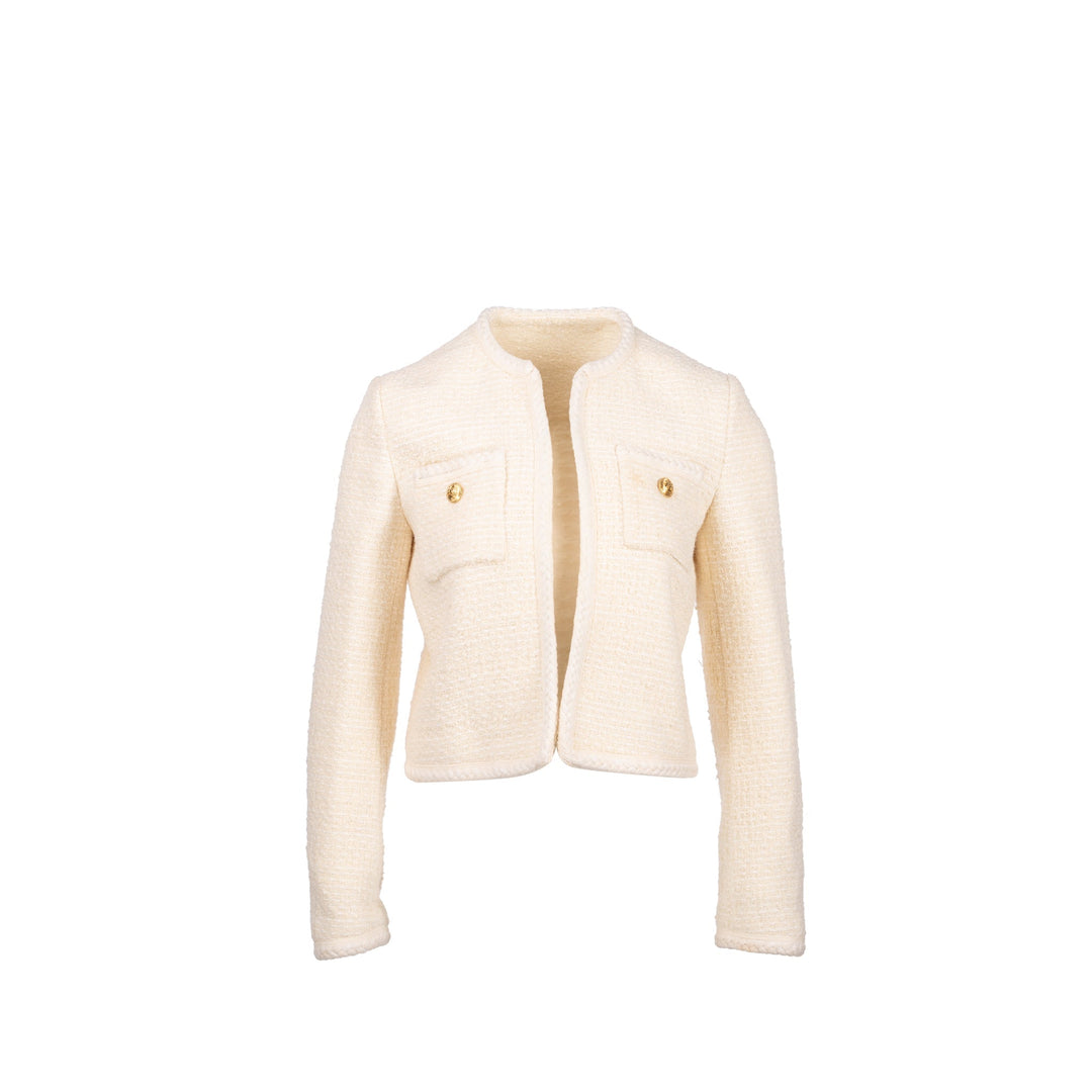 Top Quality Celine Size 34 Tweed Jacket Wool/Cotton White