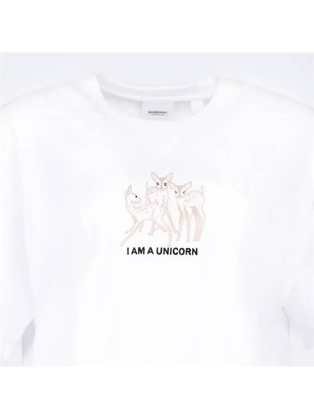 Burberry Deer Embroidered Logo Oversized Short Sleeve T-Shirt White