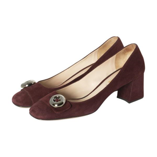 Prada Suede Block Heel Pumps