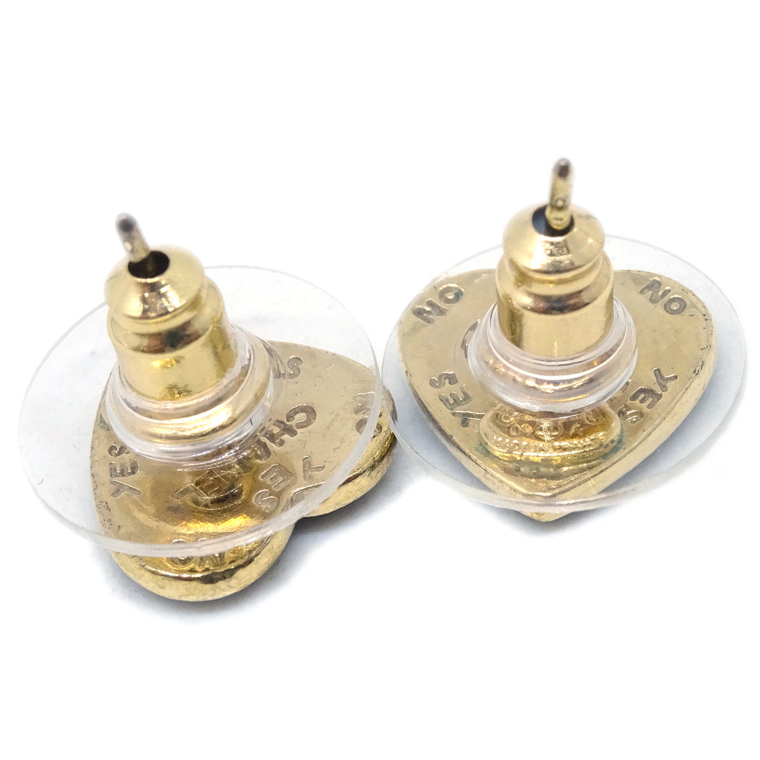 Top Quality Chanel Heart Piercing Earrings Gold Black 04A