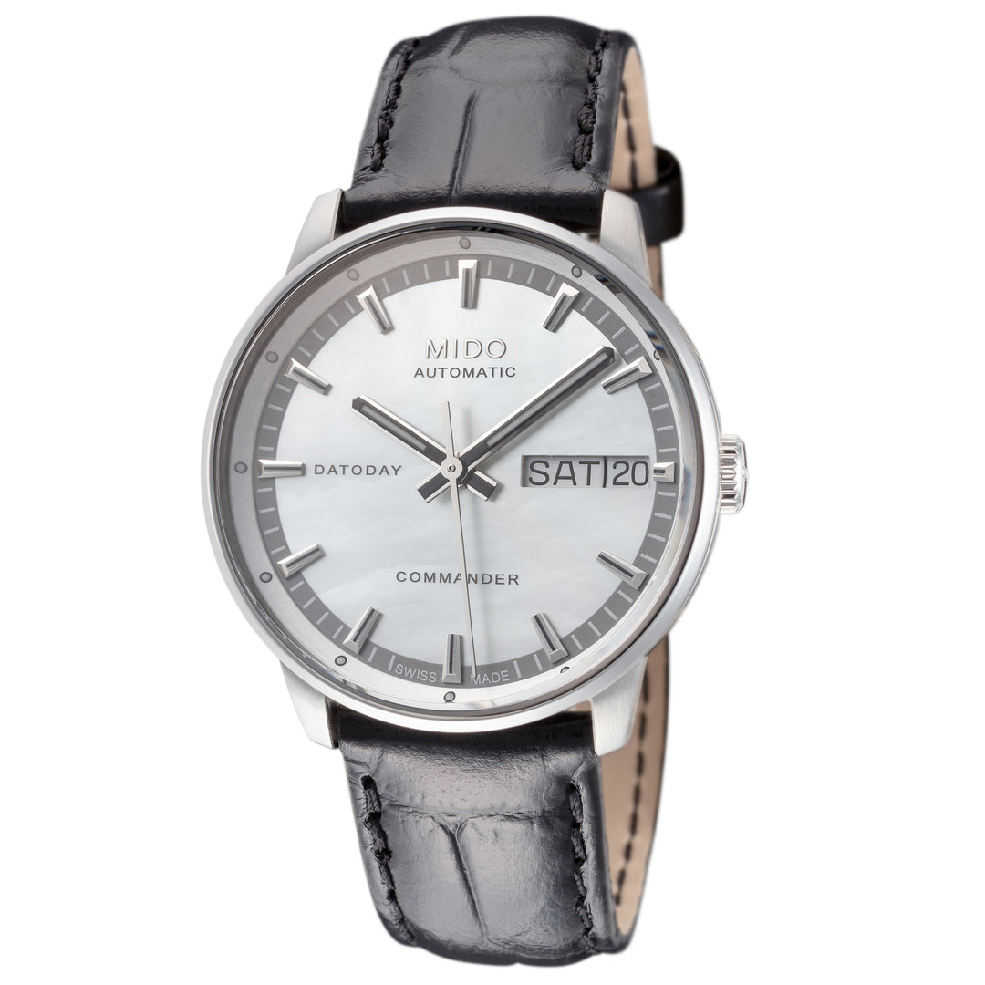 title:Mido Women's M0162301611180 Commander II 33mm Automatic Watch;color:Mother-of-Pearl Dial Black Band