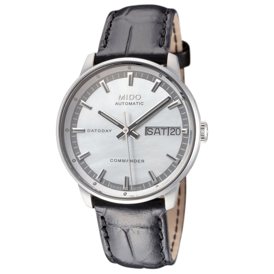 title:Mido Women's M0162301611180 Commander II 33mm Automatic Watch;color:Mother-of-Pearl Dial Black Band
