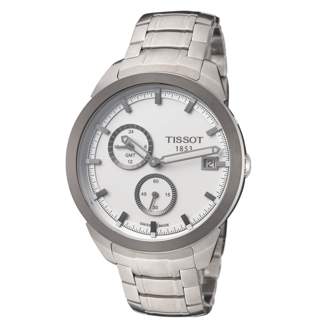 title:Tissot Men's T0694394403100 Titanium GMT 43mm QuartzWatch;color:Silver