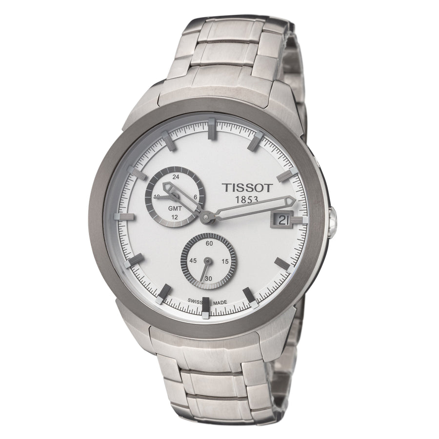 title:Tissot Men's T0694394403100 Titanium GMT 43mm QuartzWatch;color:Silver