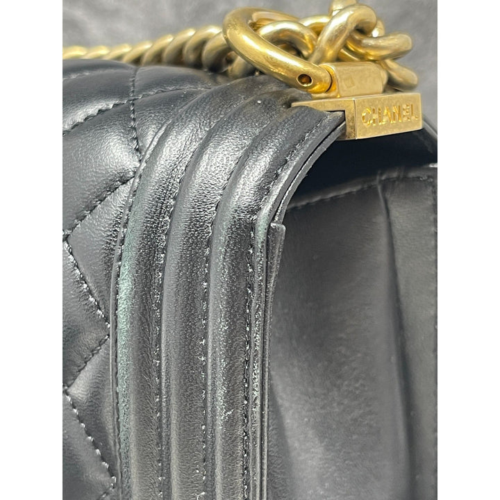 Top Quality Chanel Top Quality Chanel Boy New Bag Quilted Lambskin Old Medium - Black