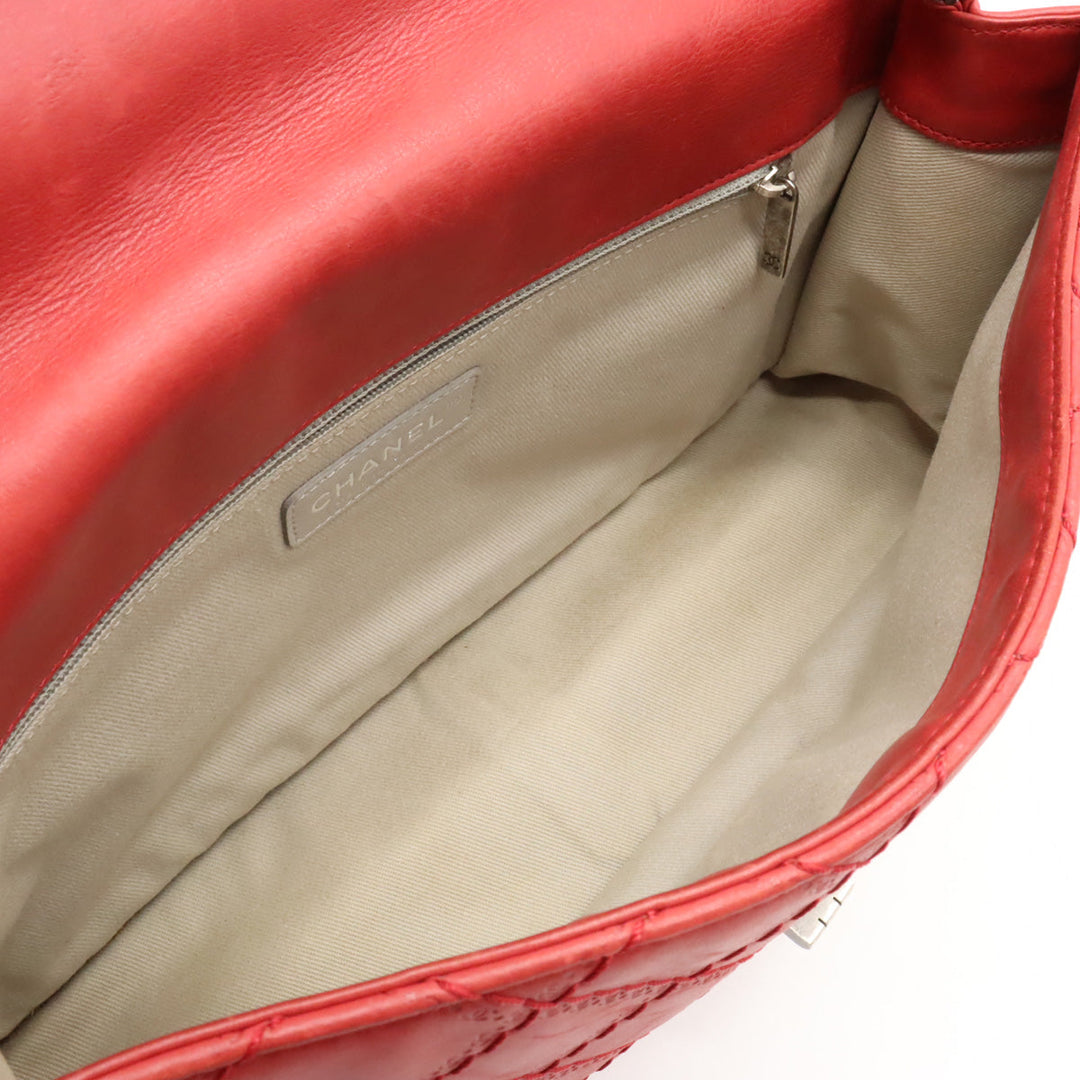 Top Quality Chanel Top Quality Chanel 2.55 Matrasse W Chain Bag Half-Sharp Handbag Semi-Sharp Leather Red Silver Gold  Blumin