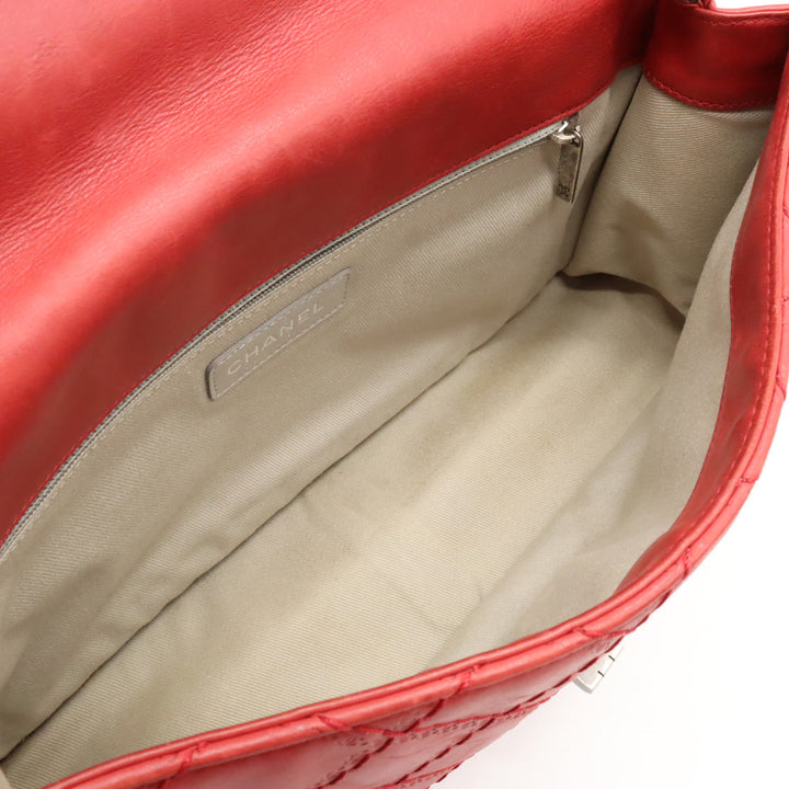 Top Quality Chanel Top Quality Chanel 2.55 Matrasse W Chain Bag Half-Sharp Handbag Semi-Sharp Leather Red Silver Gold  Blumin