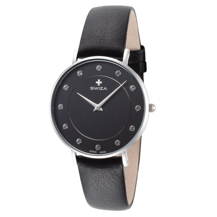 title:Swiza Women's WAT.0921.1001 Plana 34mm Quartz Watch;color:Black