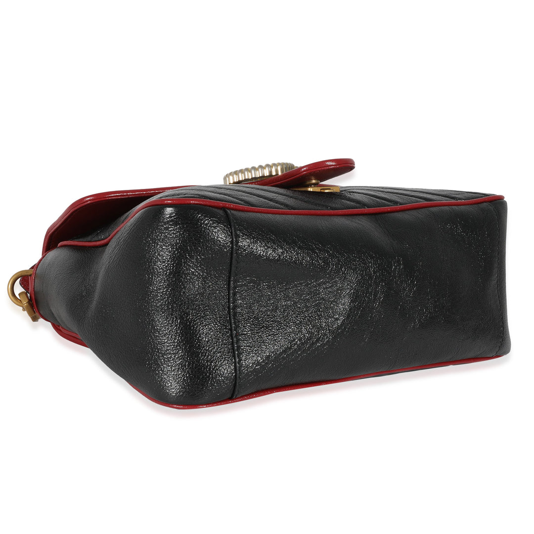 Gucci Black Quilted Leather GG Marmont Small Torchon Top Handle