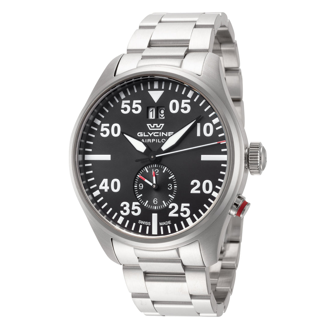 title:Glycine Men's GL0363 Airpilot Dual Time 44mm Quartz Watch;color:Silver