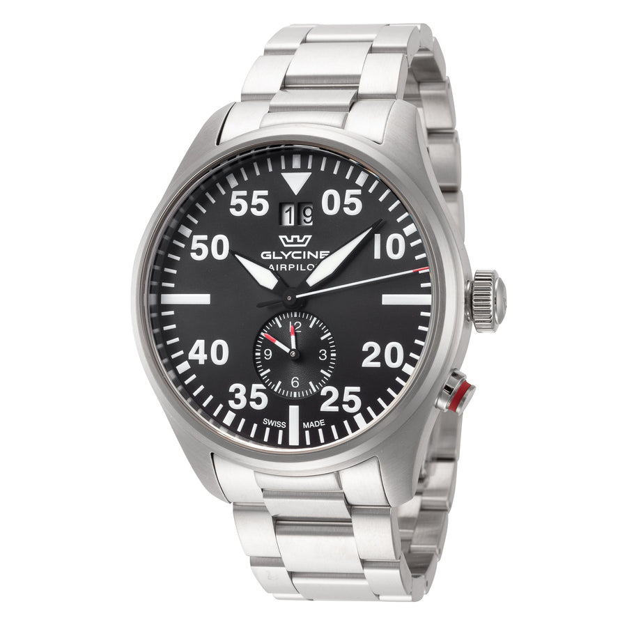 title:Glycine Men's GL0363 Airpilot Dual Time 44mm Quartz Watch;color:Silver