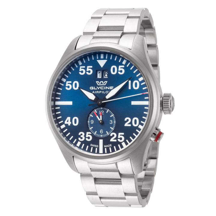 title:Glycine Men's GL0362 Airpilot Dual Time 44mm Quartz Watch;color:Silver