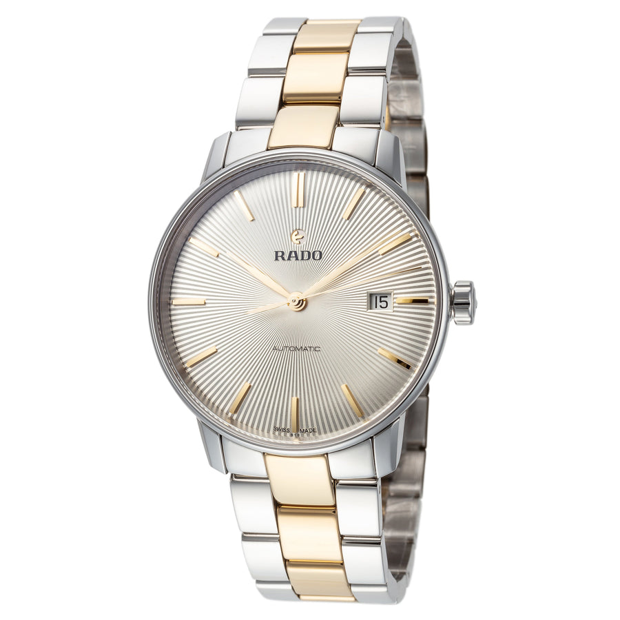 title:Rado Women's R22860103 Coupole Classic 37.7mm Automatic Watch;color:Silver Dial Silver and Gold Band