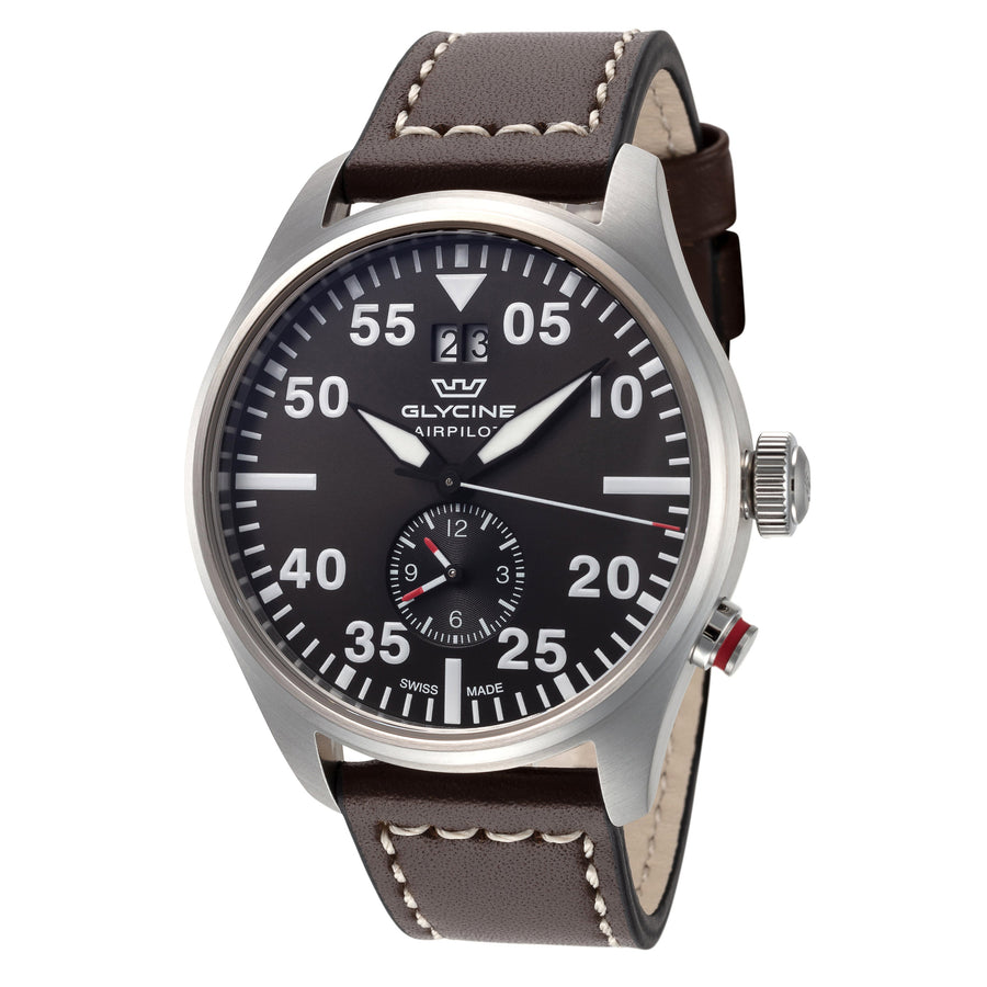 title:Glycine Men's GL0366 Airpilot Dual Time 44mm Quartz Watch;color:Brown