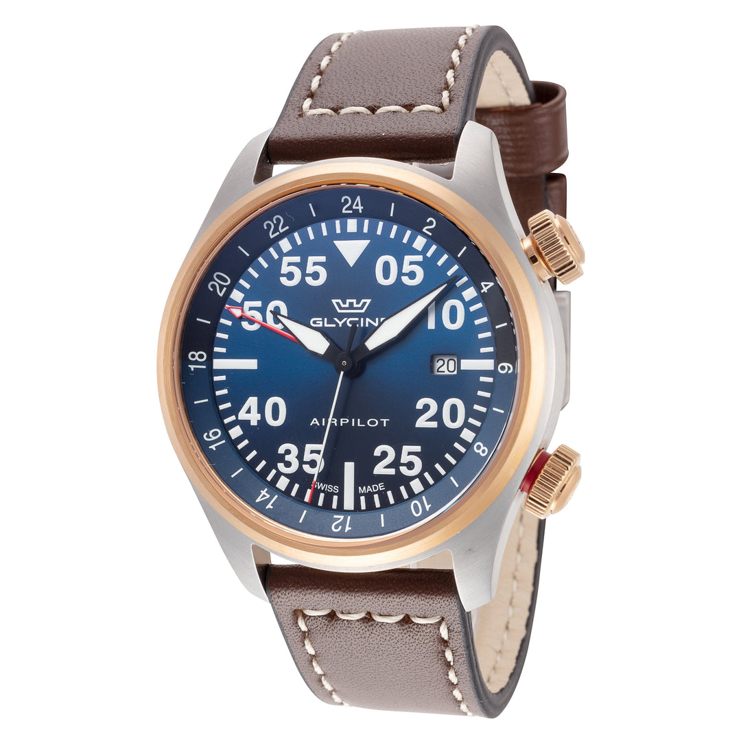 title:Glycine Men's GL0352 Airpilot GMT 44mm Quartz Watch;color:Brown